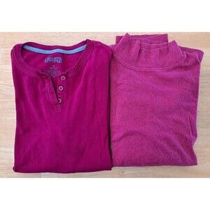 Duluth Trading Men’s Medium Shirts Lot of 2 Mock Neck & Henley Burgundy